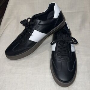 New~12M~SECTION X mens sheepskin shoes Black and white
